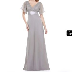 Empire waist chiffon dress with flutter sleeves